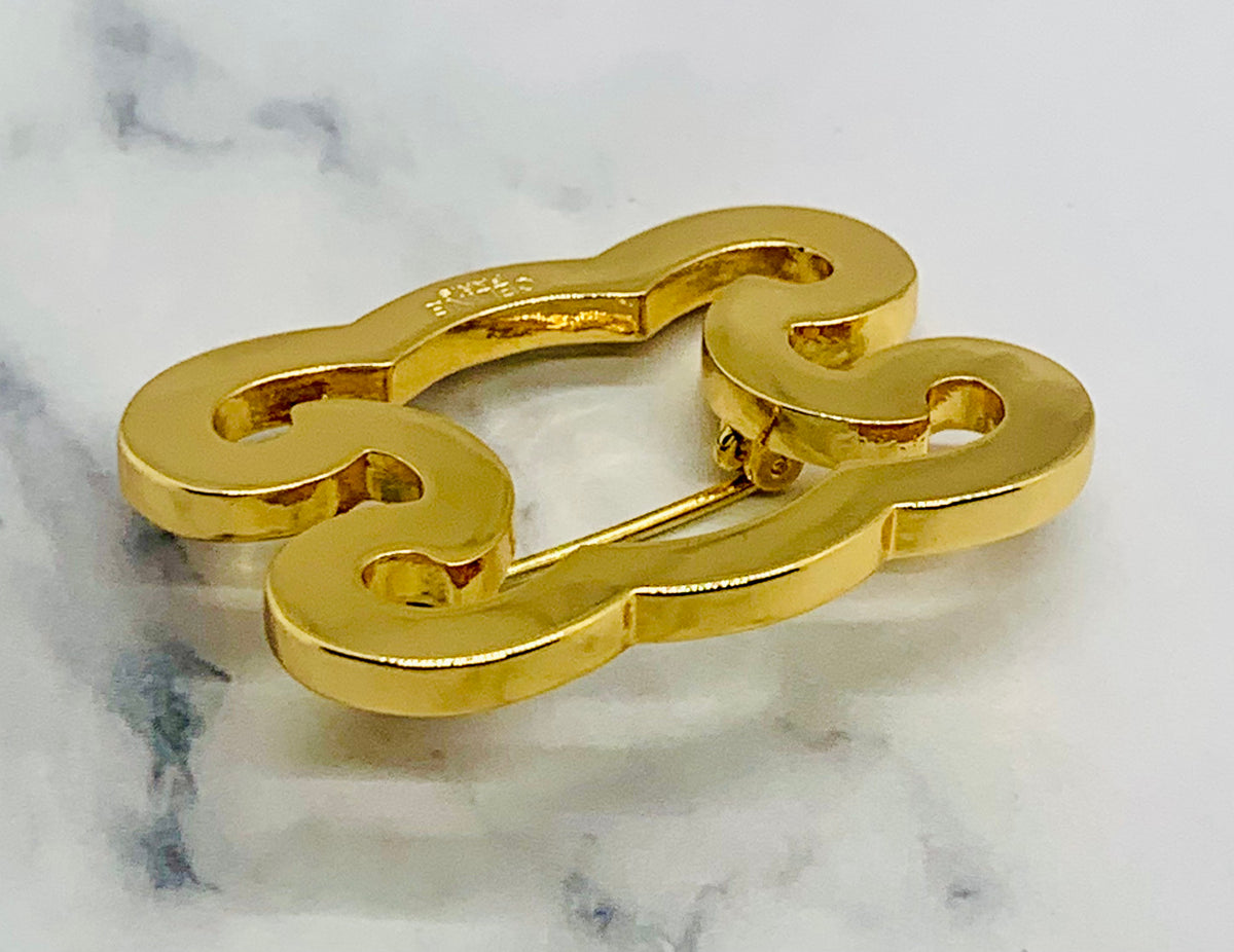 CELINE Monogram Gold Tone Brooch Pin - Pre-Owned — 3
