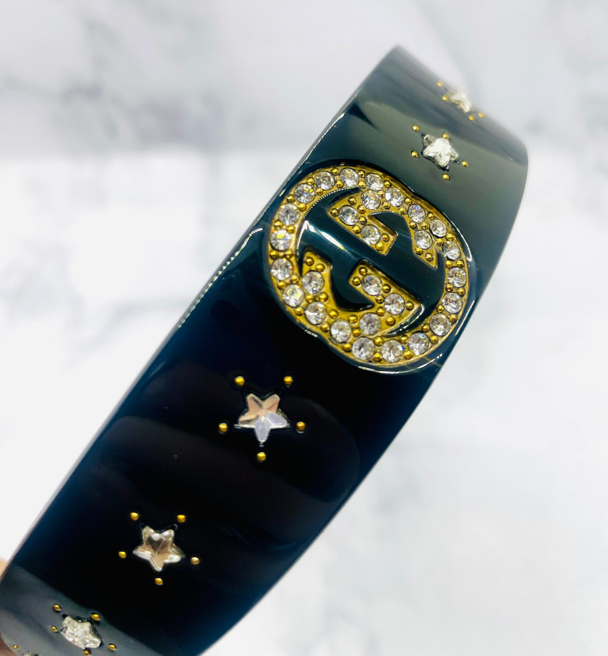 GUCCI GG Rhinestone Black Tone Hairband - Pre-Owned — 4