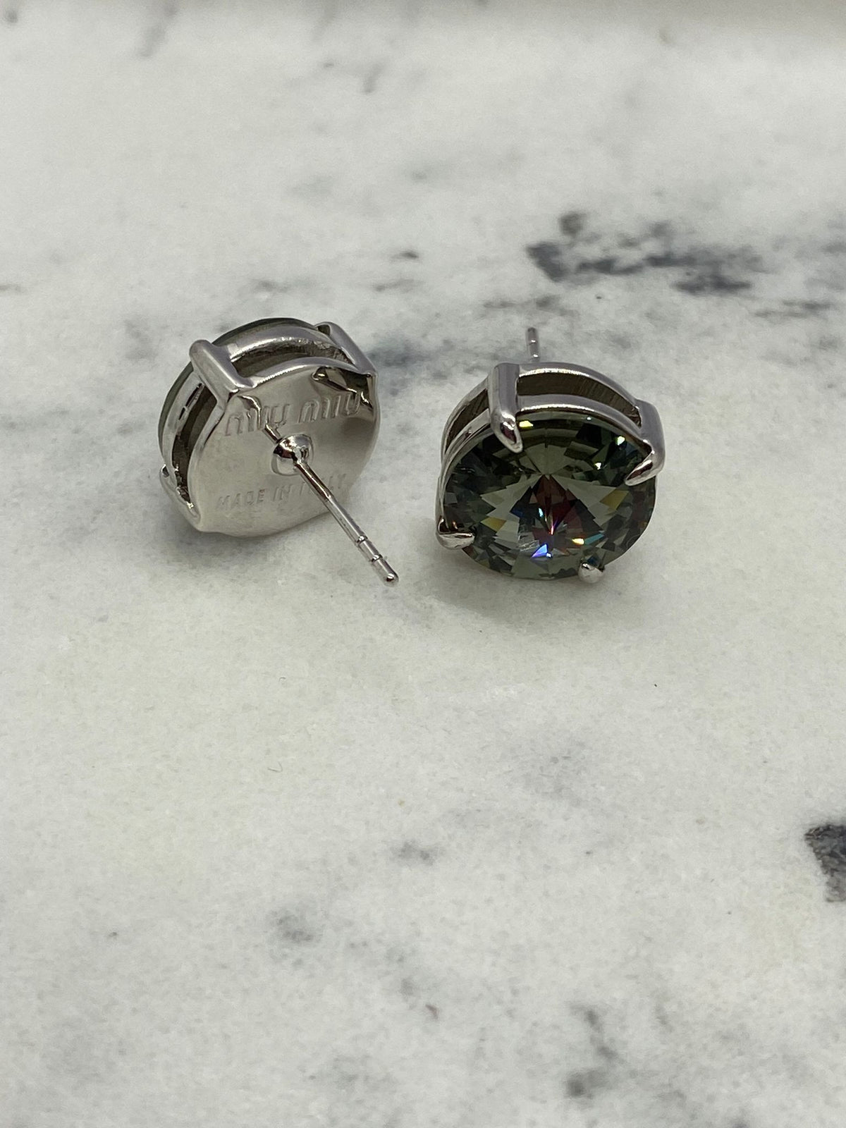 MIU MIU Rhinestone Smoky Stud Earrings - Pre-Owned — 5