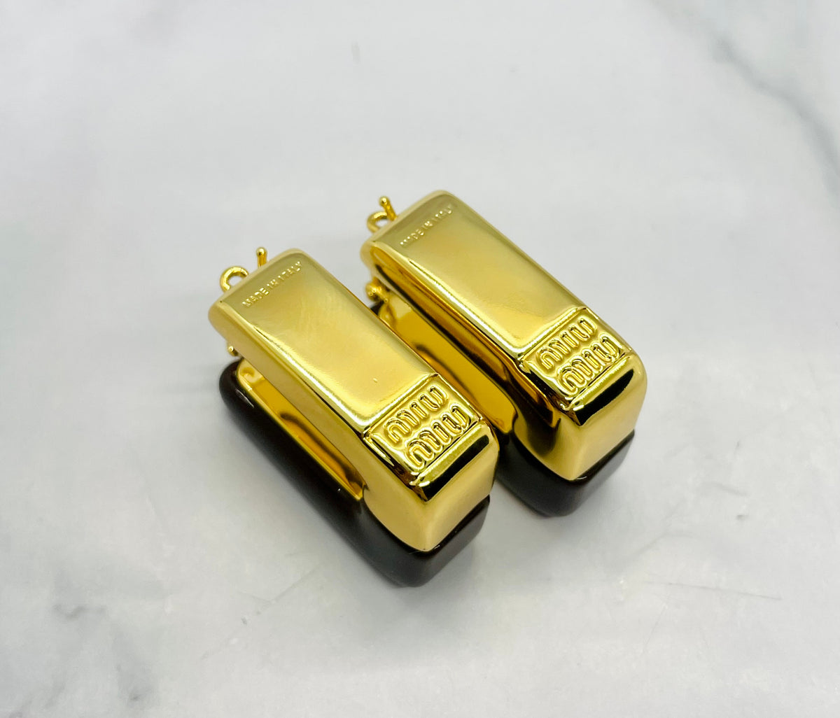 MIU MIU Brown Gold Tone Earrings - Pre-Owned — 2