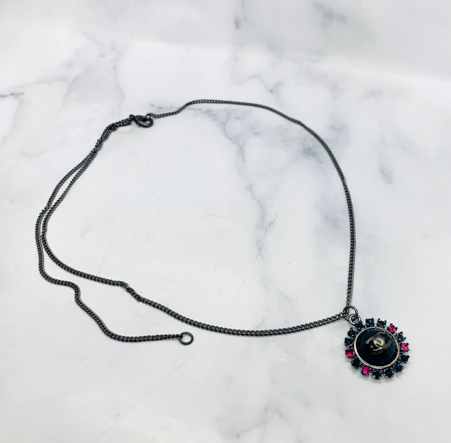 CHANEL CC Dark Rhinestone Charm Necklace - Pre-Owned — 1