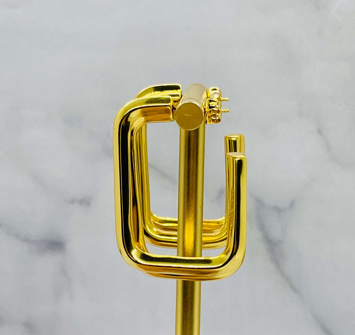 YSL YVES SAINT LAURENT Gold Tone Square Hoop Earrings - Pre-Owned — 3