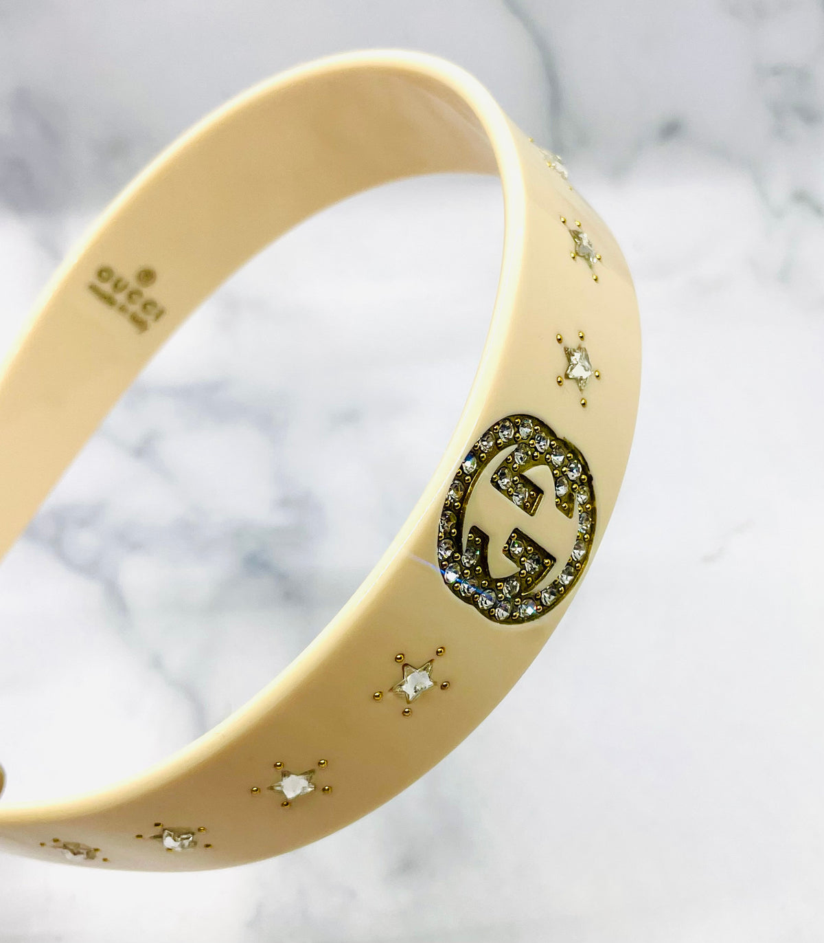 GUCCI GG Rhinestone Cream Tone Hairband - Pre-Owned — 7