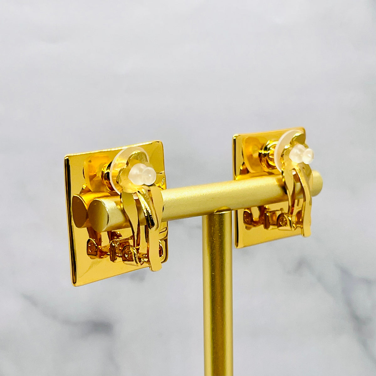 YSL YVES SAINT LAURENT Square Clip On Earrings - Pre-Owned — 3