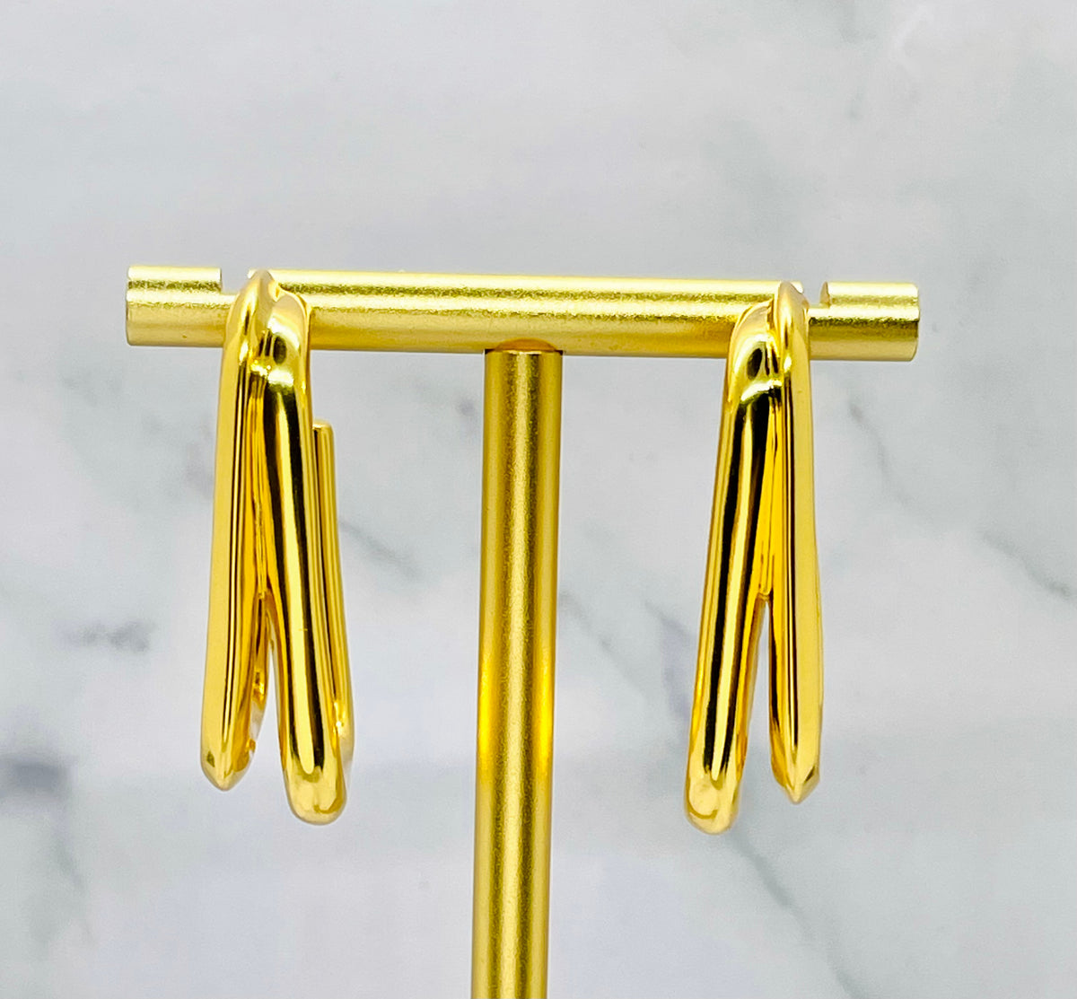 YSL YVES SAINT LAURENT Gold Tone Square Hoop Earrings - Pre-Owned — 6