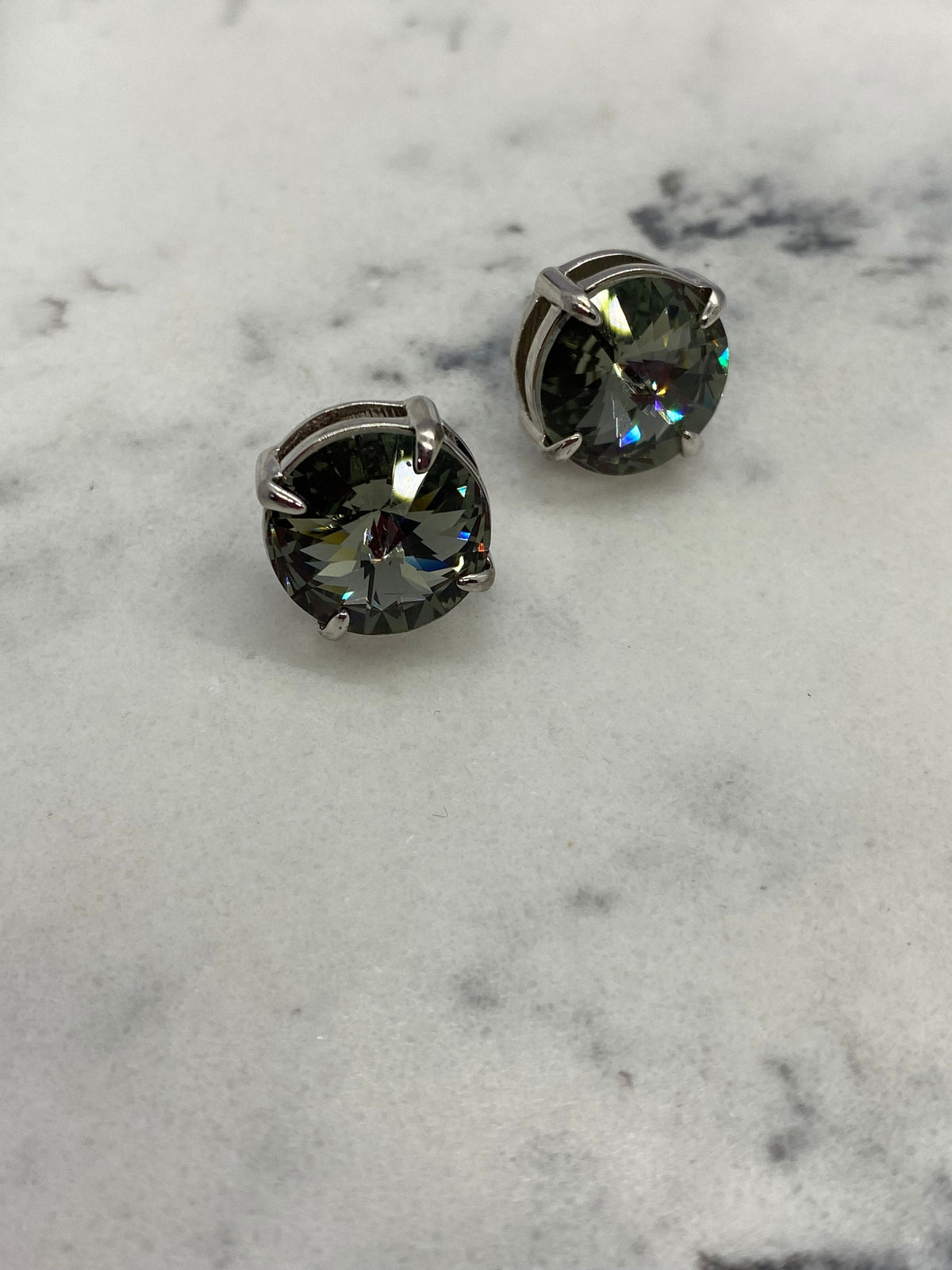 MIU MIU Rhinestone Smoky Stud Earrings - Pre-Owned — 1