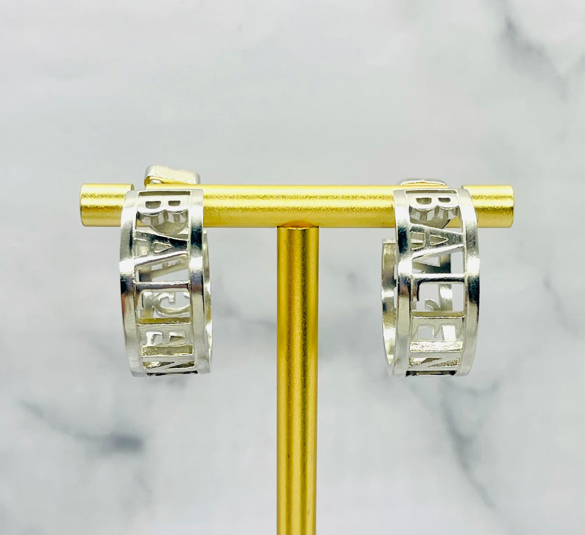 BALENCIAGA Silver Tone Hoop Earrings - Pre-Owned — 4