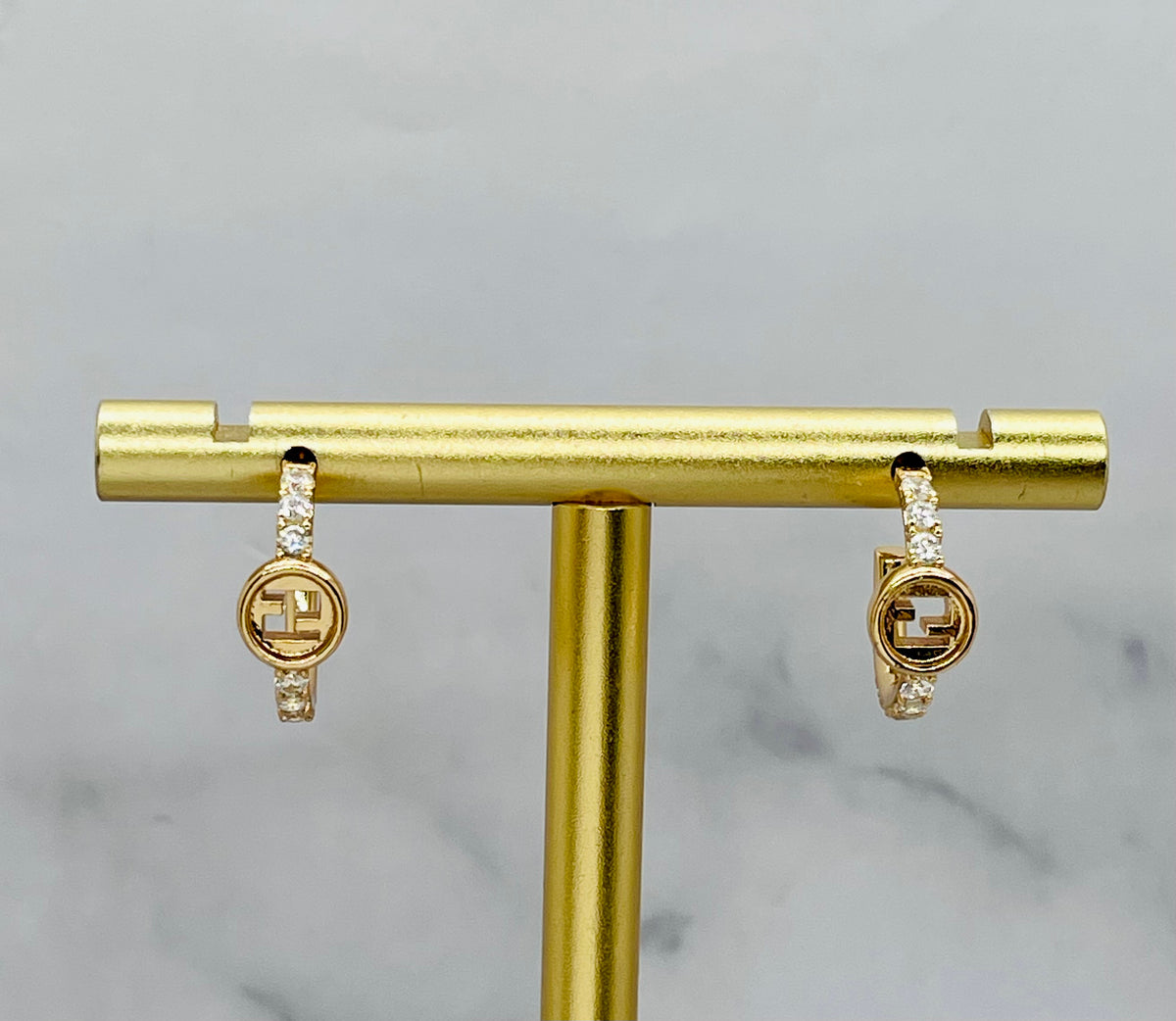 FENDI FF Rhinestone Hoop Earrings - Pre-Owned — 5