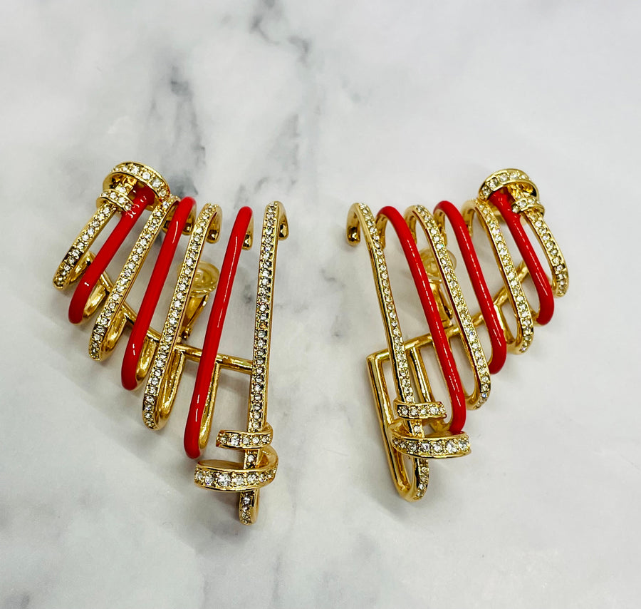 FENDI Filo Red Rhinestone Earrings - Pre-Owned — 1