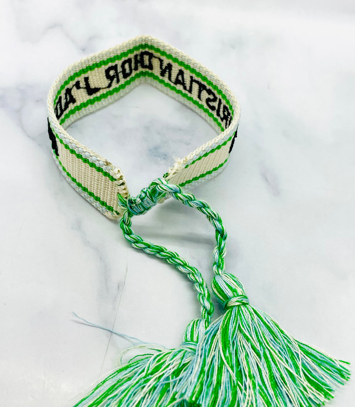 DIOR J'Adore Green & Blue Friendship Bracelet - Pre-Owned