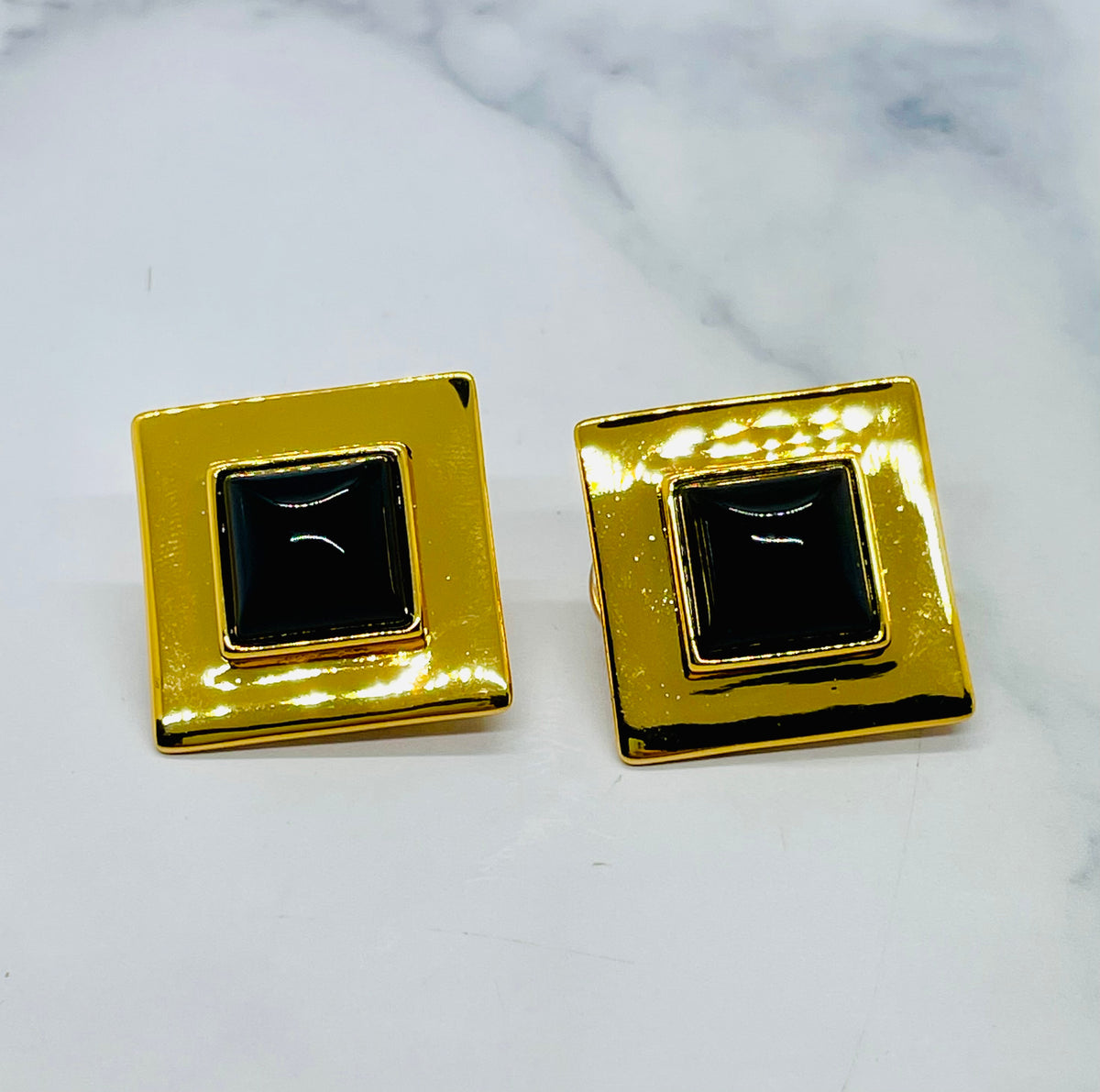 YSL YVES SAINT LAURENT Square Clip On Earrings - Pre-Owned — 1