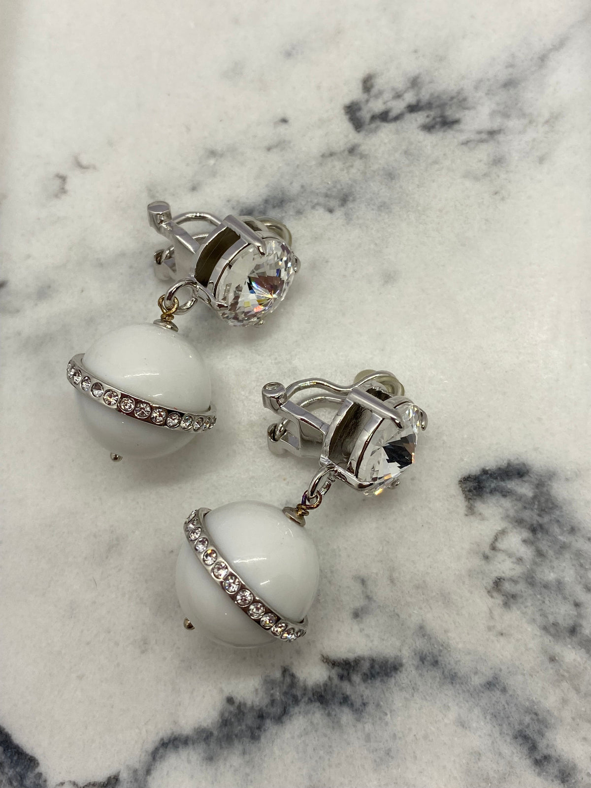 MIU MIU White Orb Pendant Earrings - Pre-Owned — 5