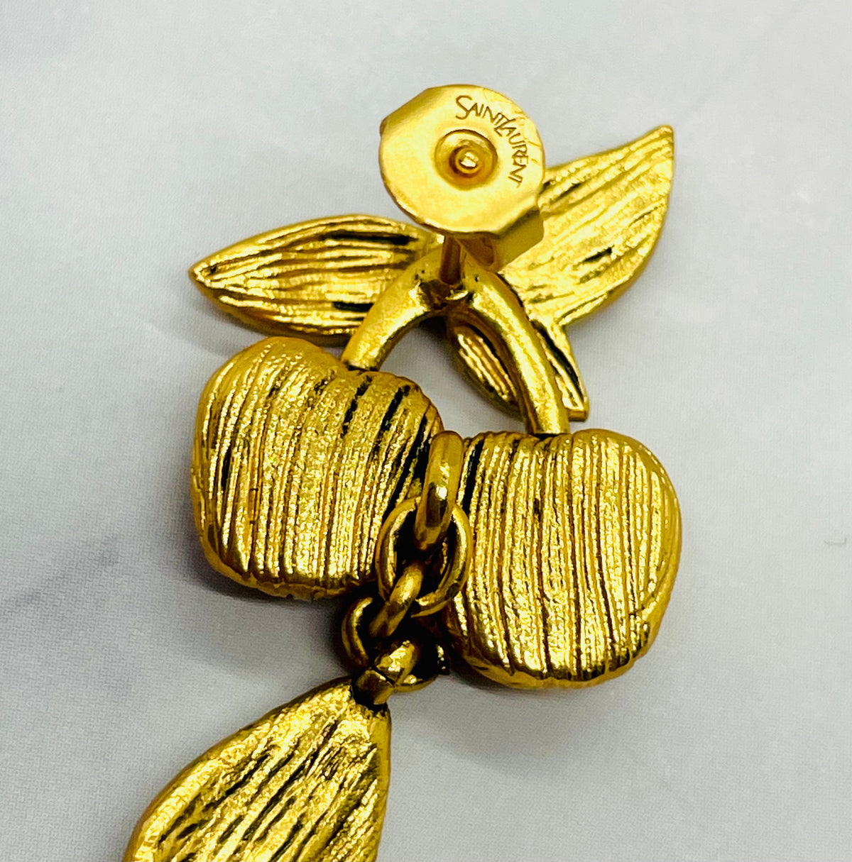 YSL YVES SAINT LAURENT Gold Tone Cherry Earrings - Pre-Owned — 4