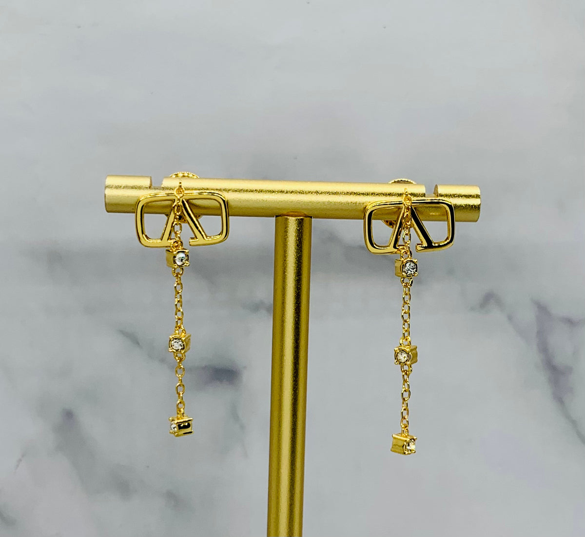VALENTINO V Rhinestone Pendant Earrings - Pre-Owned — 2