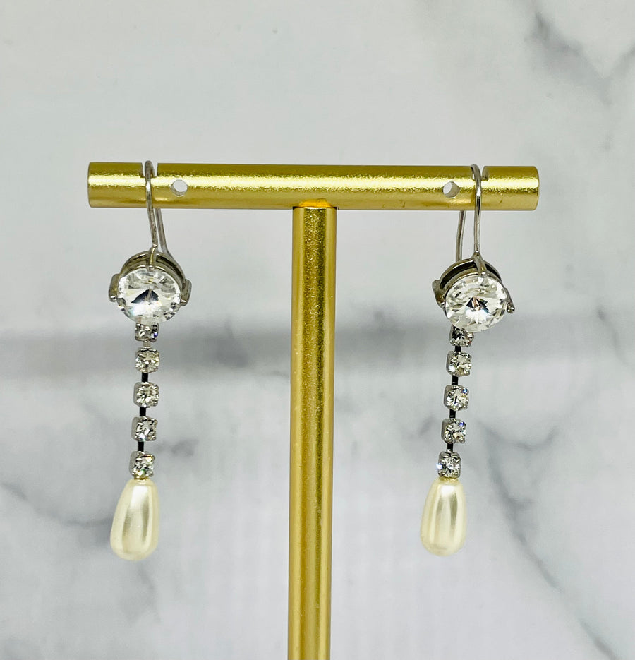 MIU MIU Rhinestone Pendant Pearl Earrings - Pre-Owned — 1