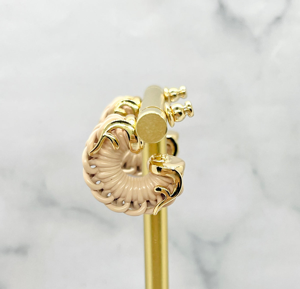 FENDI Filo Gold Tone Hoop Earrings - Pre-Owned — 4