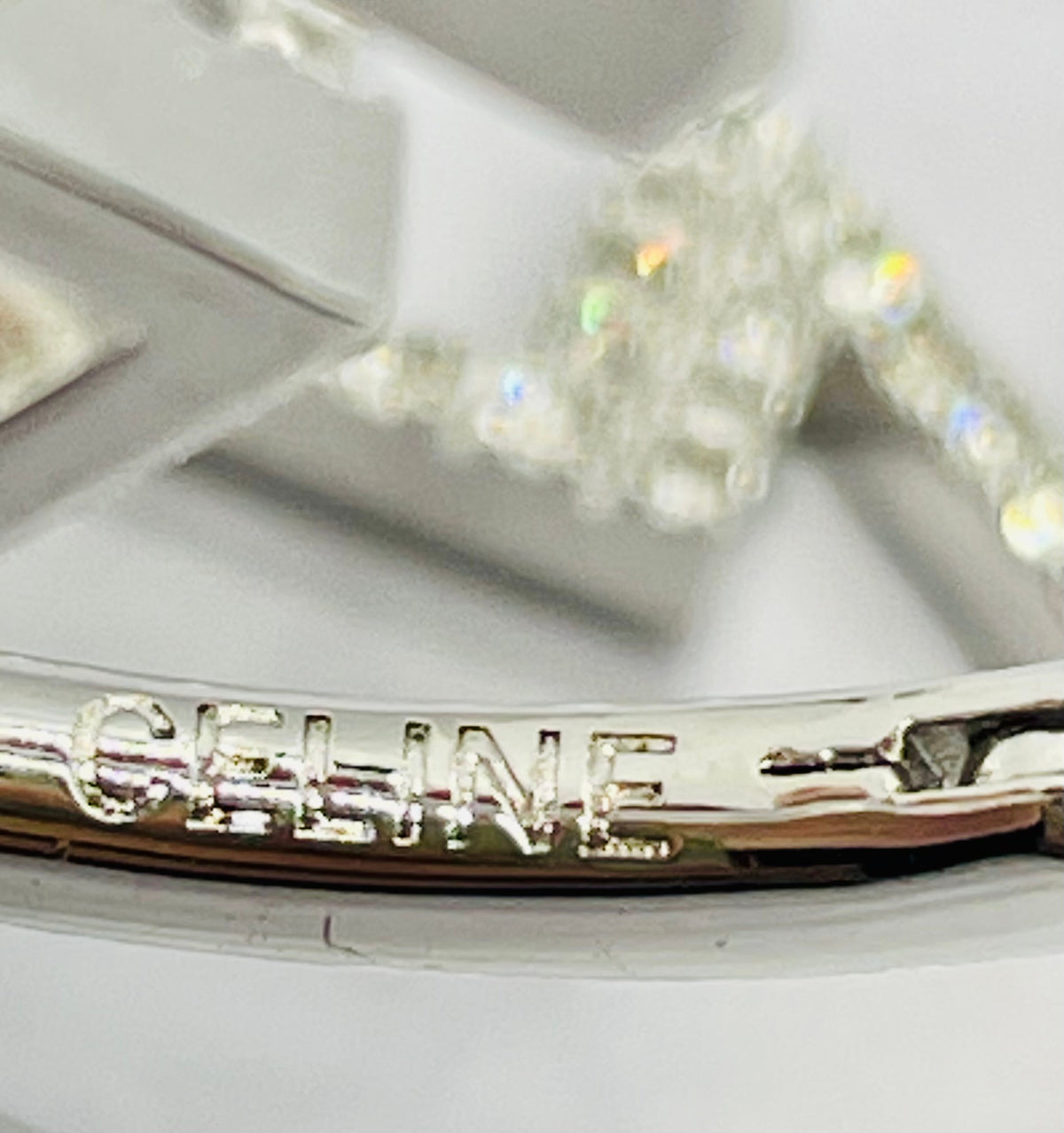 Celine Silver Rhinestone Hoop Earrings