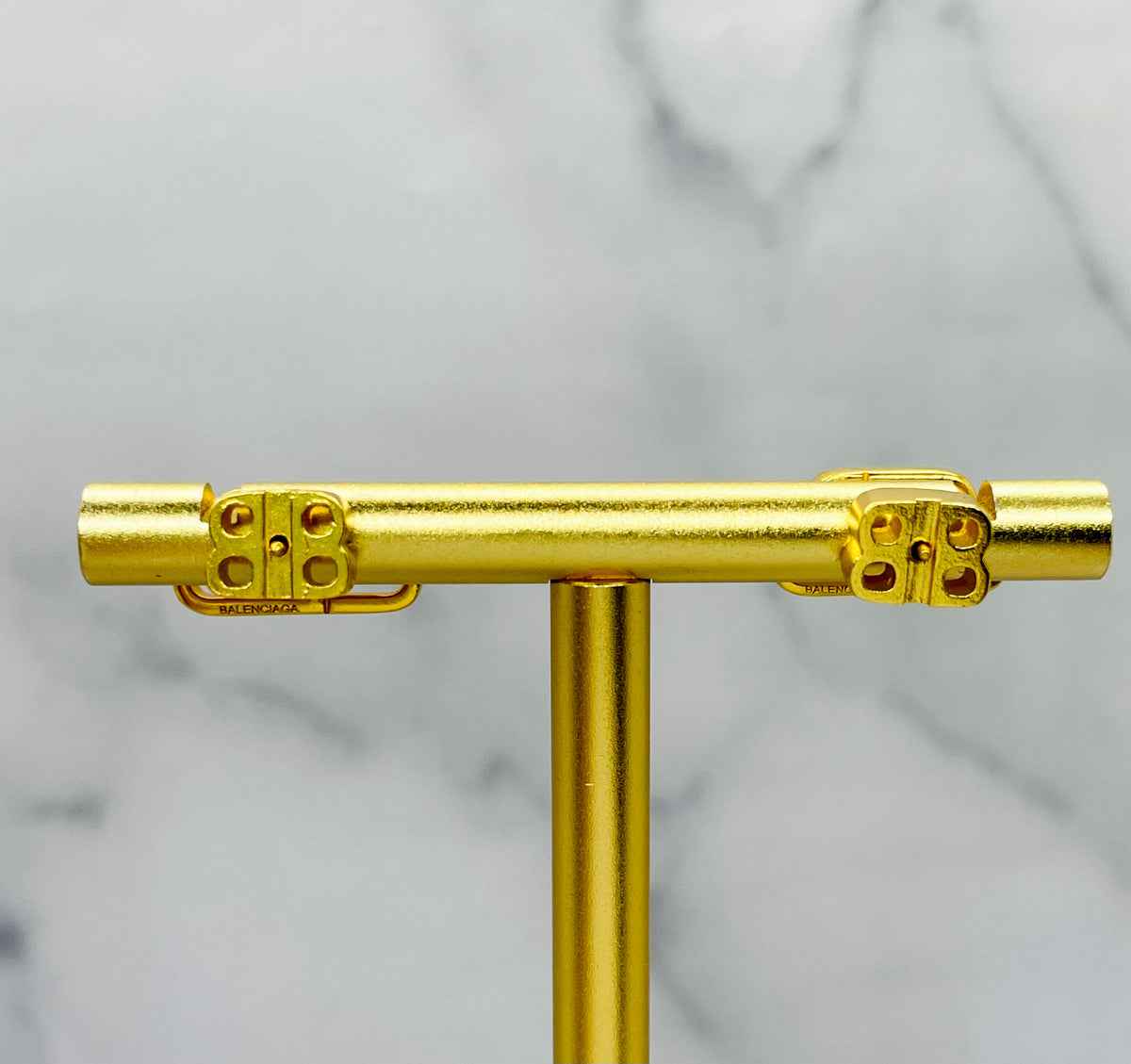 BALENCIAGA BB Gold Tone Stud Earrings - Pre-Owned — 2