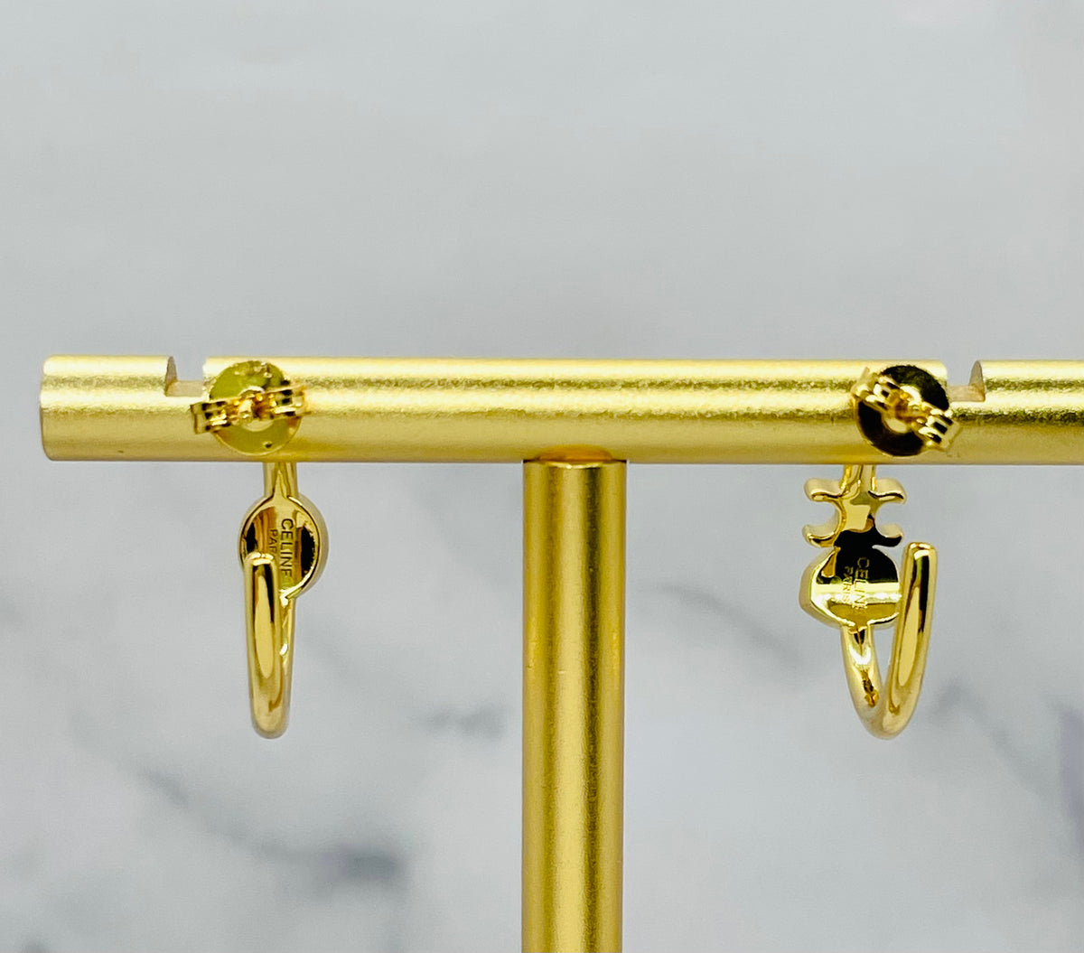 CELINE Asymmetric Monogram Hoop Earrings - Pre-Owned — 2