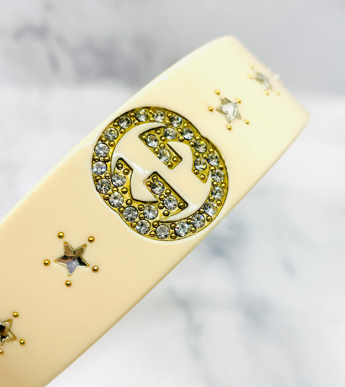 GUCCI GG Rhinestone Cream Tone Hairband - Pre-Owned — 6