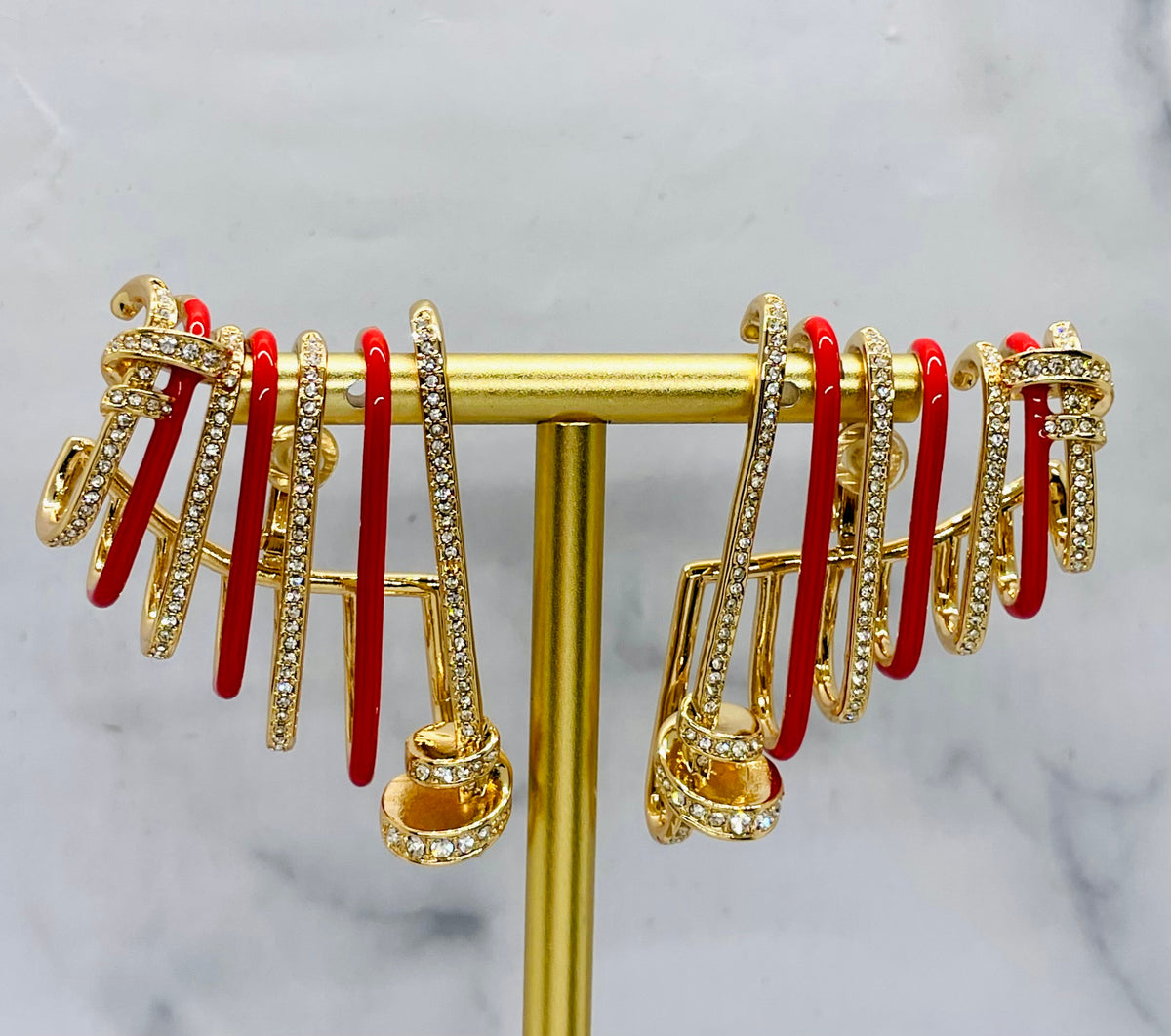 FENDI Filo Red Rhinestone Earrings - Pre-Owned — 5