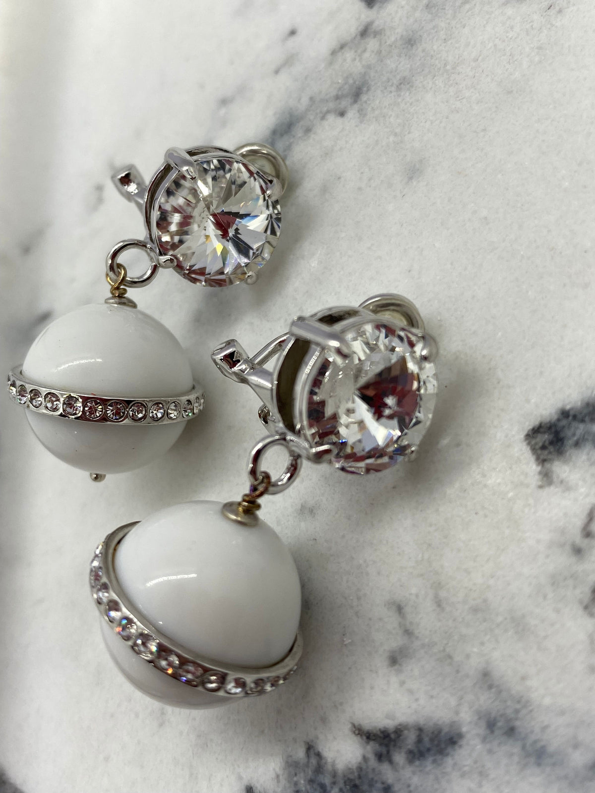 MIU MIU White Orb Pendant Earrings - Pre-Owned — 4
