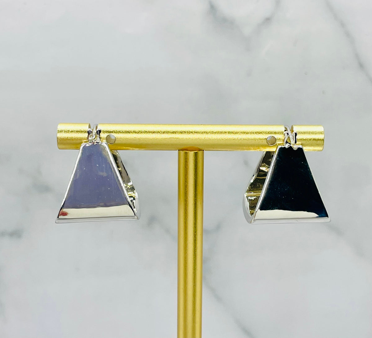 CELINE Silver Tone Box Hoop Earrings - Pre-Owned