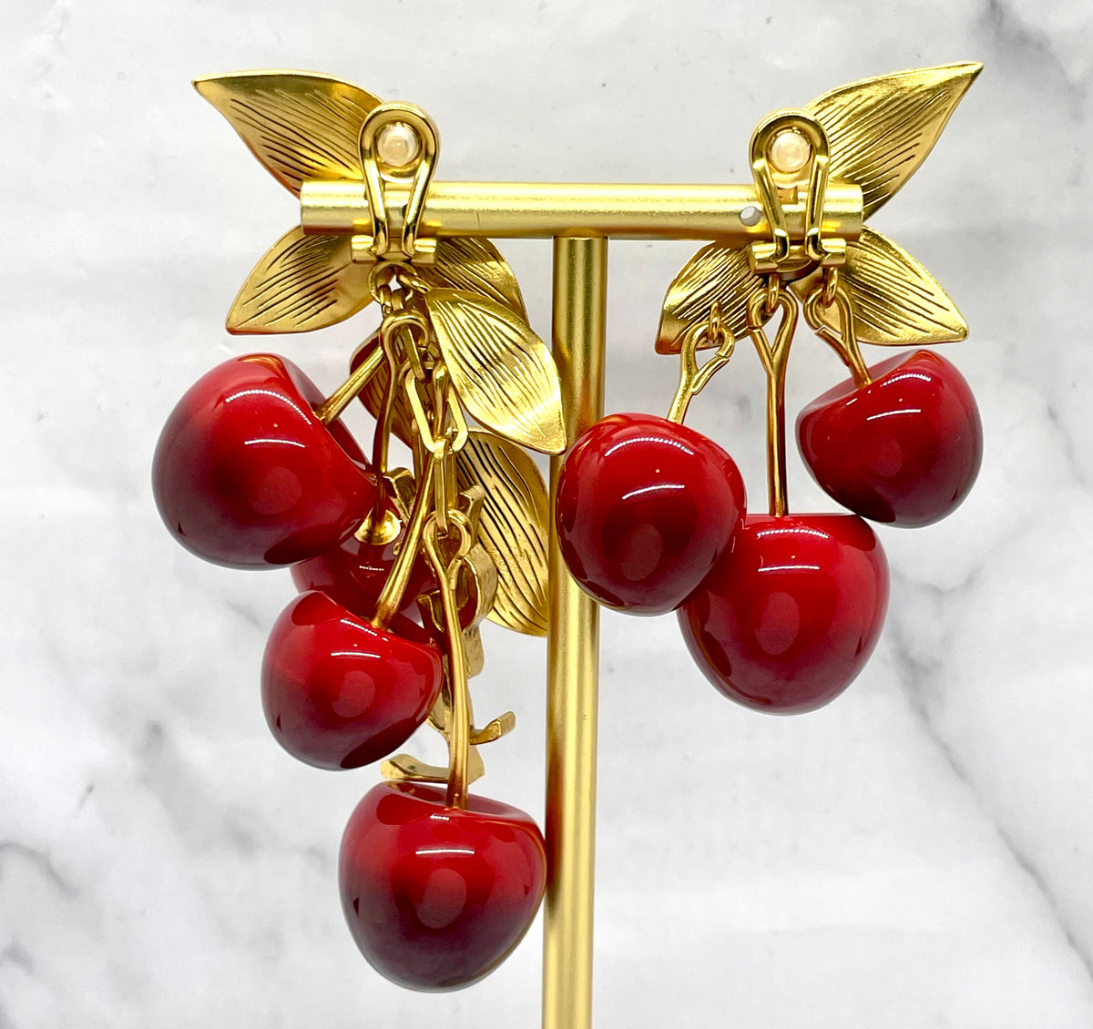 YSL YVES SAINT LAURENT Cherry Statement Clip-On Earrings - Pre-Owned / MK6405