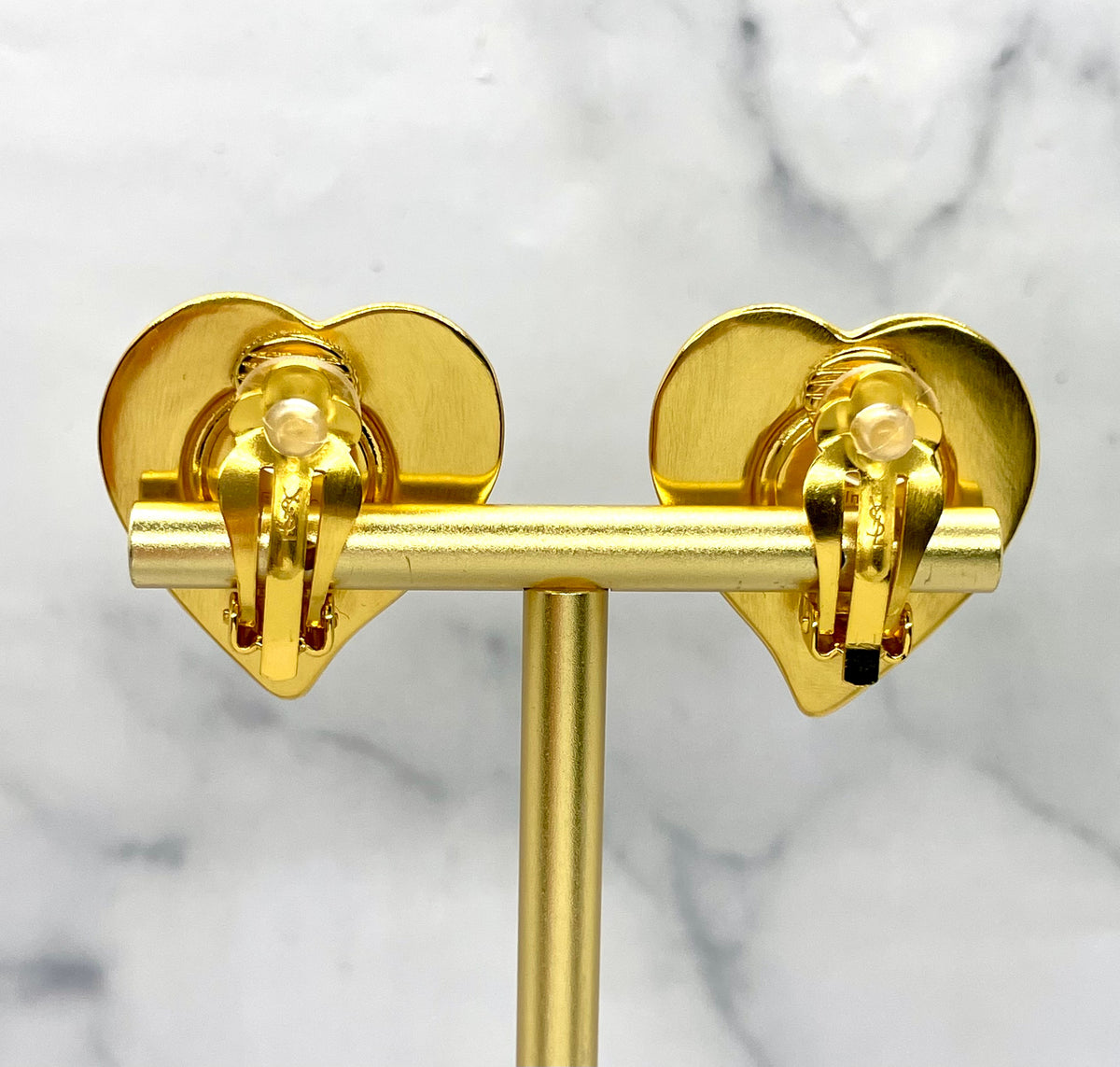 YVES SAINT LAURENT YSL Vintage Heart Clip On Earrings - Pre-Owned — 2