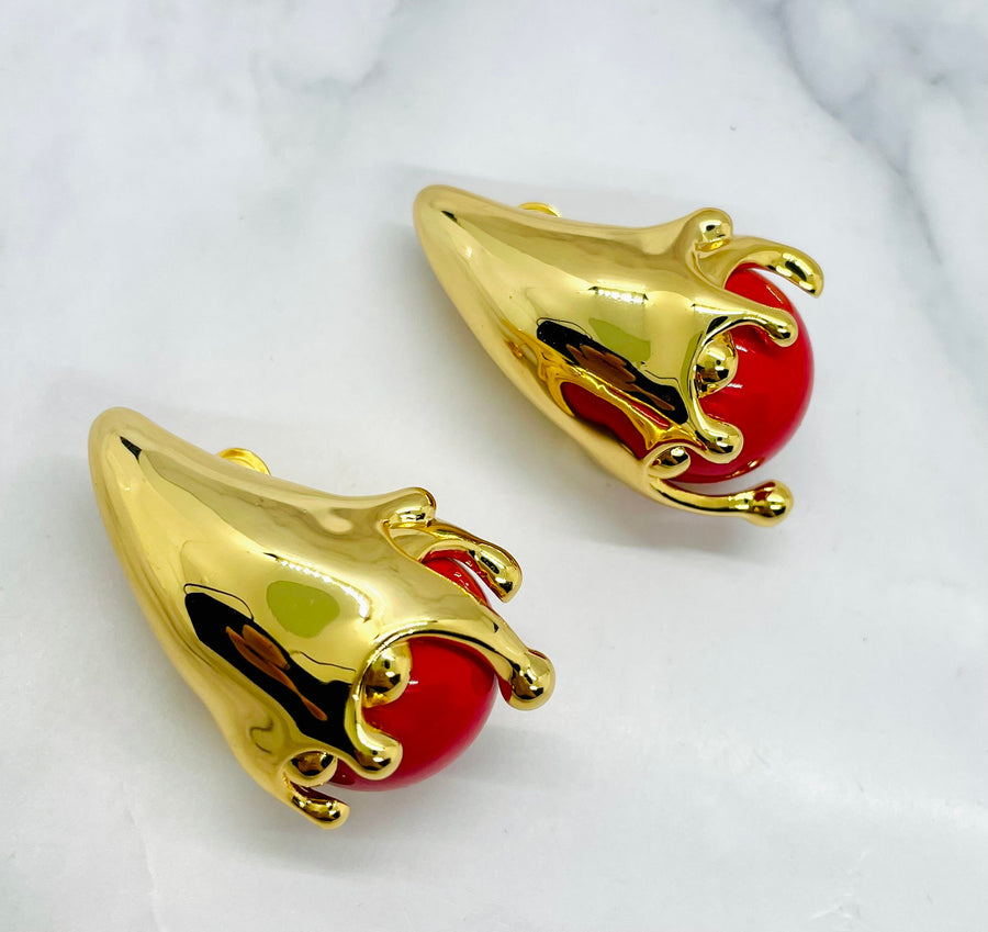 BOTTEGA VENETA Gold Tone Drop Earrings - Pre-Owned — 1
