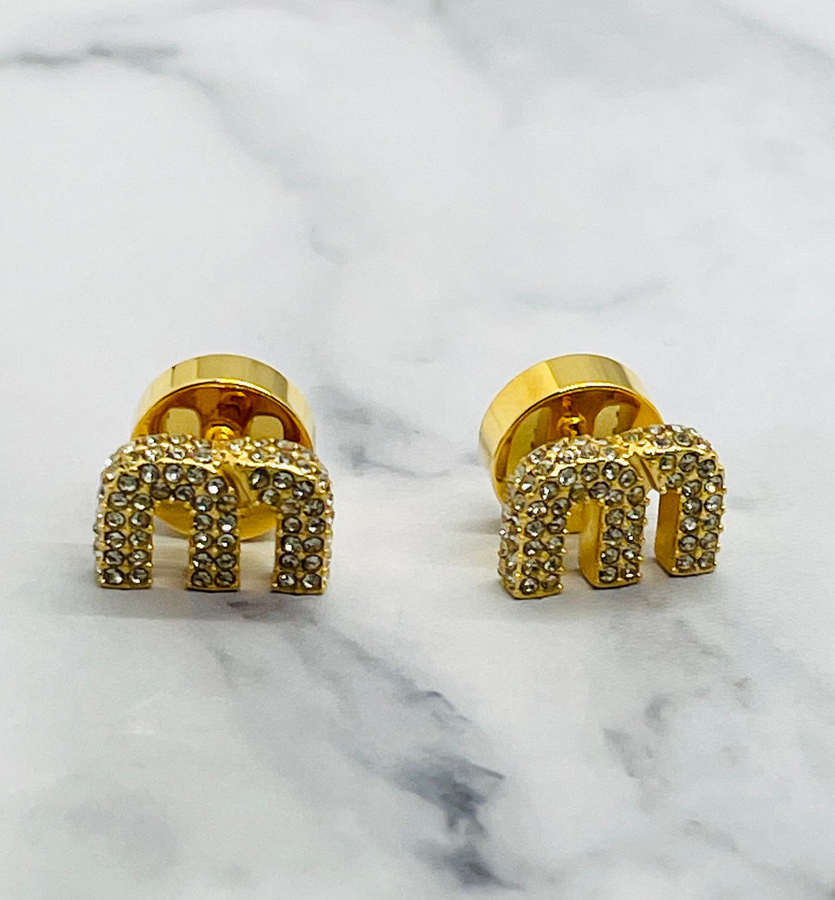 MIU MIU M Rhinestone Earrings - Pre-Owned — 1