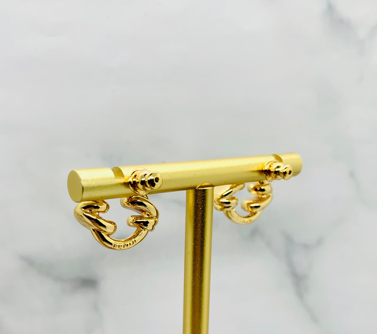 FENDI Filo Gold Tone Earrings - Pre-Owned — 3