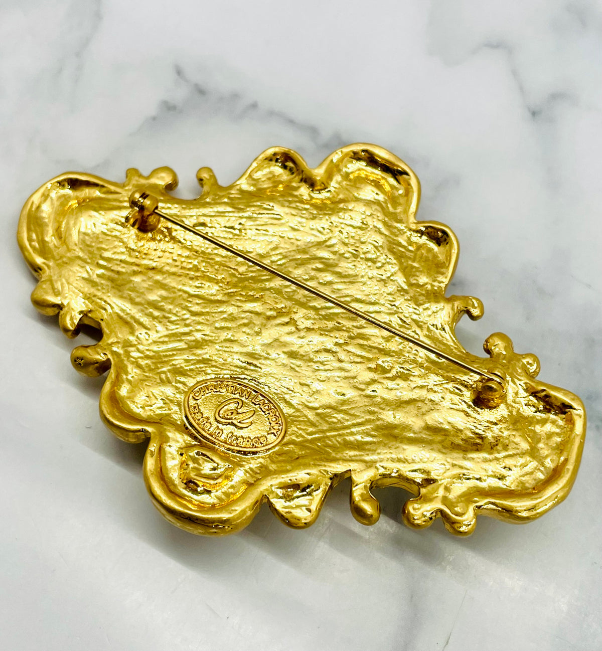 CHRISTIAN LACROIX Vintage Green Resin Gemstone Brooch Pin - Pre-Owned