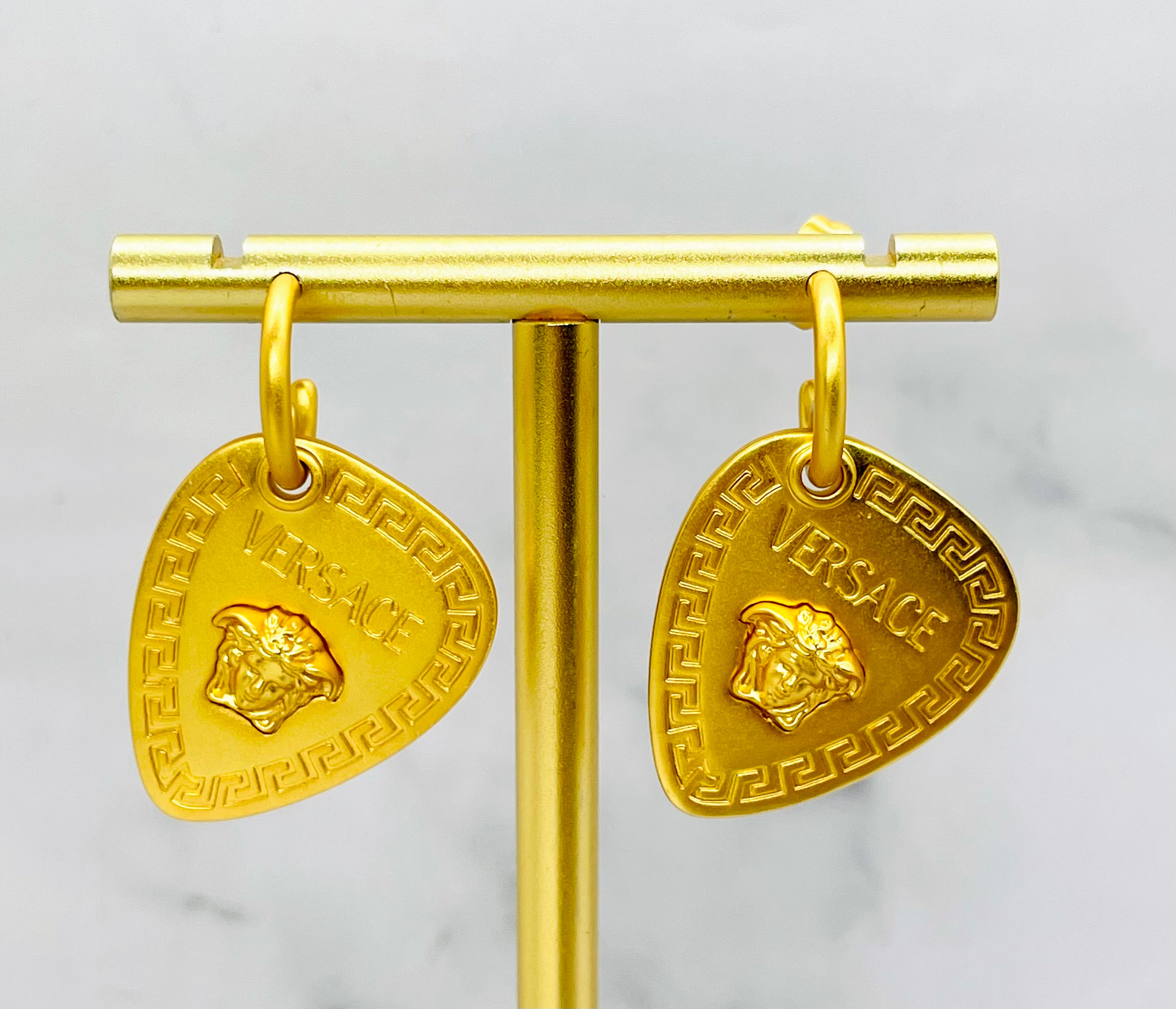Versace gold Medusa pendant earrings